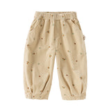Dave&Bella Toddler Boys Casual Cotton Yellow Print Drawstring Pants