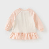 Dave&Bella Toddler Girls Beige Cotton Elegant Dress-style Sweatshirts Tops