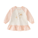 Dave&Bella Toddler Girls Beige Cotton Elegant Dress-style Sweatshirts Tops
