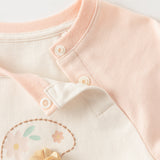 Dave&Bella Toddler Girls Beige Cotton Elegant Dress-style Sweatshirts Tops