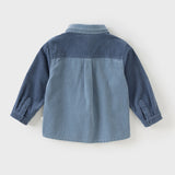 Dave&Bella Toddler Boys Cotton Stylish Grey Blue Formal Preppy Shirts