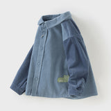 Dave&Bella Toddler Boys Cotton Stylish Grey Blue Formal Preppy Shirts