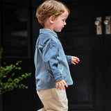 Dave&Bella Toddler Boys Cotton Stylish Grey Blue Formal Preppy Shirts