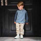 Dave&Bella Toddler Boys Cotton Stylish Grey Blue Formal Preppy Shirts