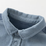 Dave&Bella Toddler Boys Cotton Stylish Grey Blue Formal Preppy Shirts