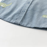 Dave&Bella Toddler Boys Cotton Stylish Grey Blue Formal Preppy Shirts