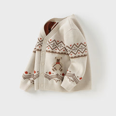 Dave&Bella Boys Autumn Cotton Casual Print Sweater Cardigan Jacket