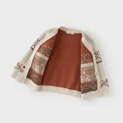 Dave&Bella Boys Autumn Cotton Casual Print Sweater Cardigan Jacket