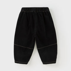 Dave&Bella Toddler Boys Autumn Black Cotton Loose Casual Pants