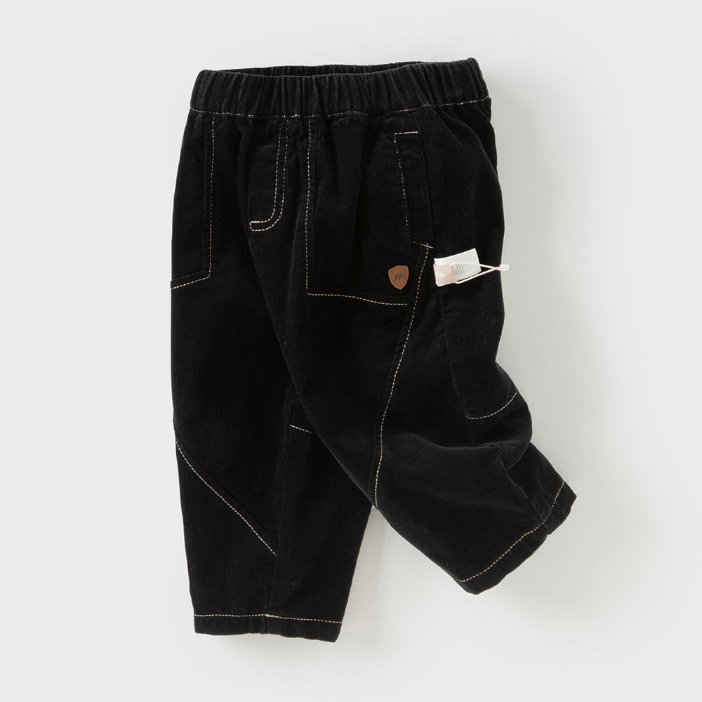 Dave&Bella Toddler Boys Black Cotton Loose Casual Pants