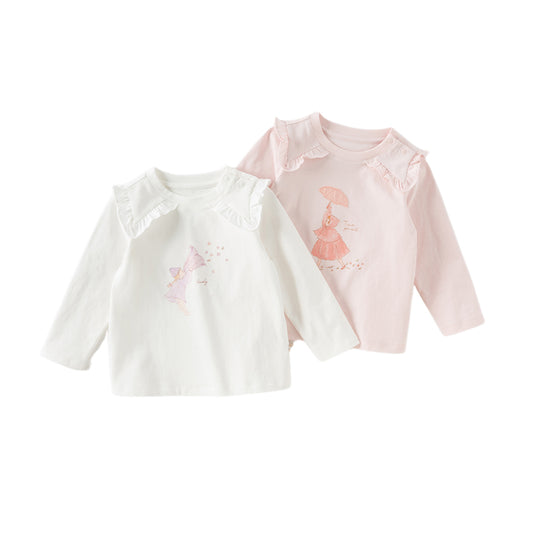 Dave&Bella Girls Autumn Beige Casual Cotton T-shirt Top