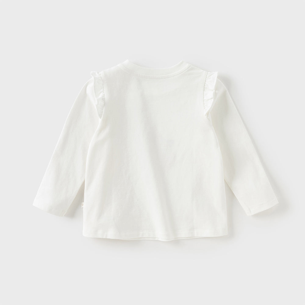 Dave&Bella Girls Toddler Beige Casual Cotton T-shirt Tops