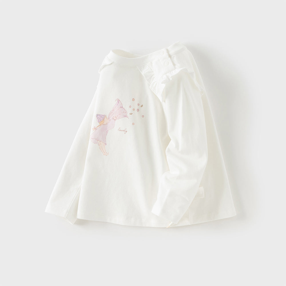 Dave&Bella Girls Toddler Beige Casual Cotton T-shirt Tops
