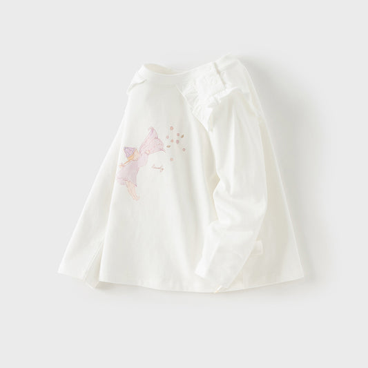 Dave&Bella Girls Autumn Beige Casual Cotton T-shirt Tops