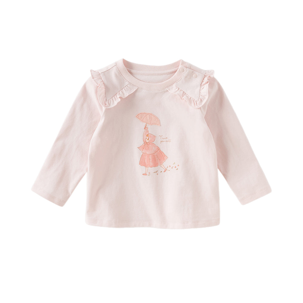 Dave&Bella Girls Toddler Beige Casual Cotton T-shirt Tops