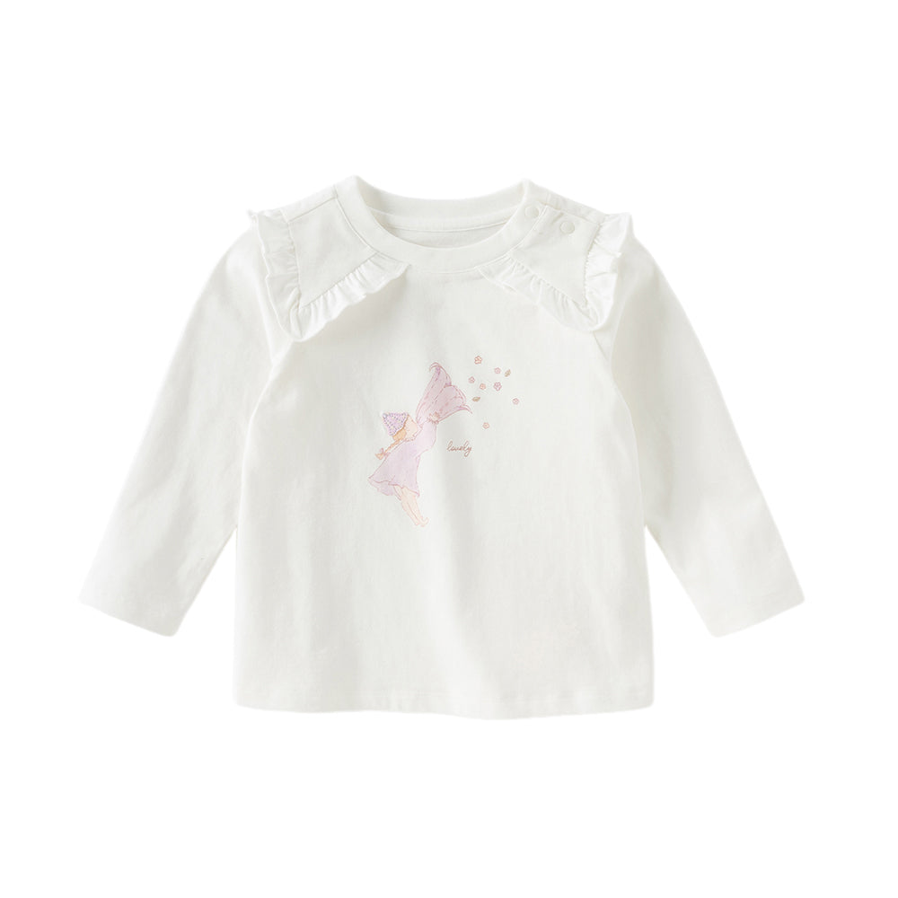 Dave&Bella Girls Autumn Beige Casual Cotton T-shirt Top