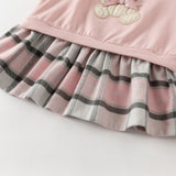 Dave&Bella Toddler Girls Adorable Pink Bear-print Plaid Dress-style Sweatshirts