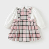 Dave&Bella Toddler Girls Sweet Cotton Pink Grey Plaid A-line Princess Dress