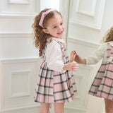 Dave&Bella Toddler Girls Sweet Cotton Pink Grey Plaid A-line Princess Dress