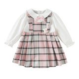 Dave&Bella Toddler Girls Sweet Cotton Pink Grey Plaid A-line Princess Dress