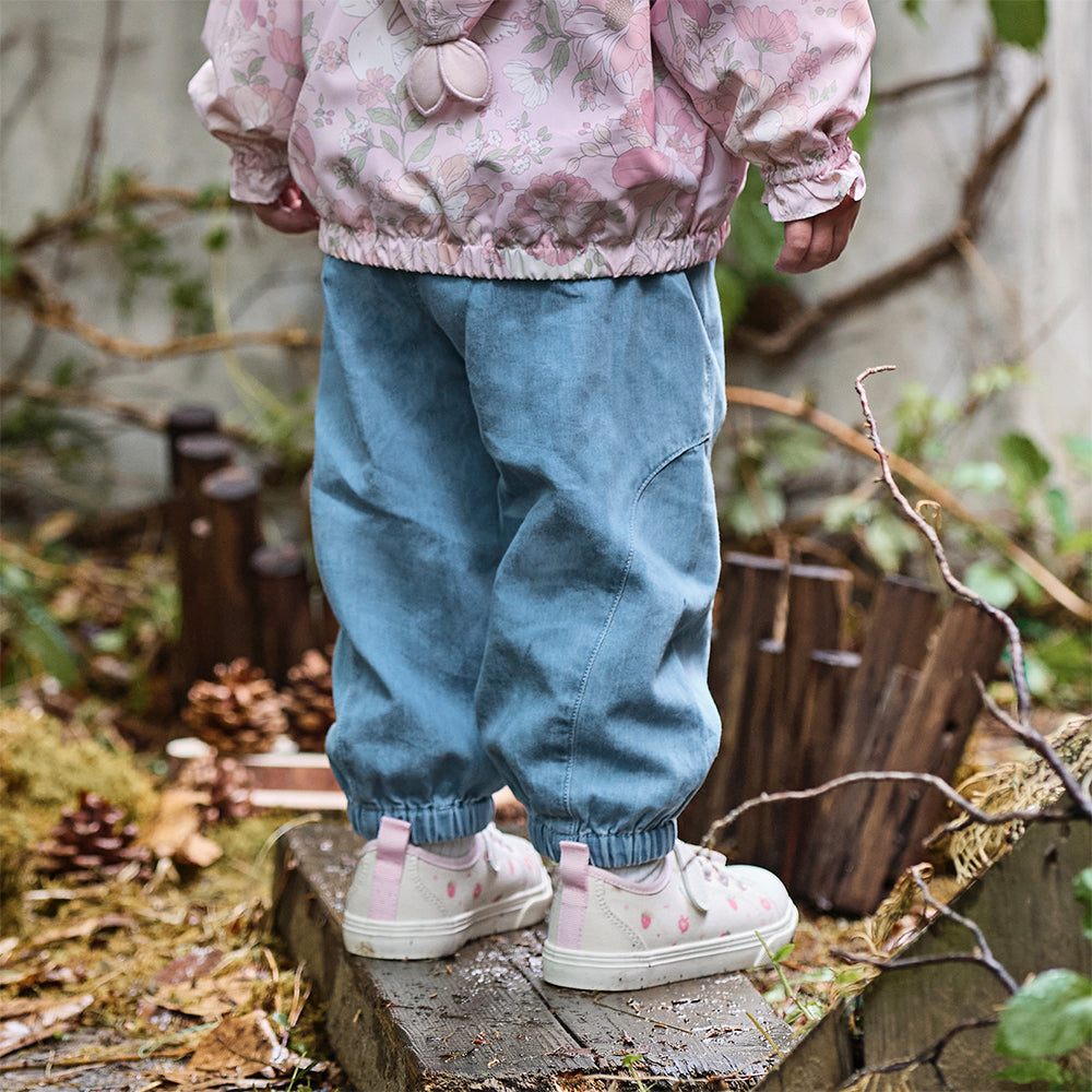 Dave&Bella Toddler Girls Cotton Embroidery Crafted Casual Denim Drawstring Pants