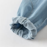 Dave&Bella Toddler Girls Cotton Embroidery Crafted Casual Denim Drawstring Pants