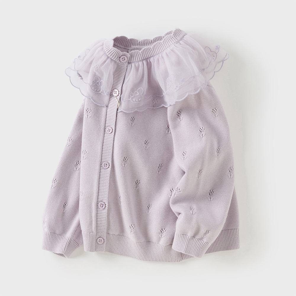 Dave&Bella Toddler Girls Cotton Adorable Purple Cardigans