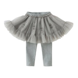 Dave&Bella Toddler Girls Grey Cute Mesh Skirt Leggings Pants