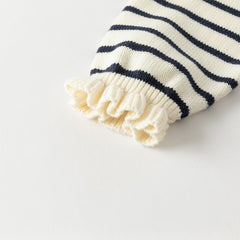 Dave&Bella Toddler Girls Autumn Nave Blue Striped Naval Style Mesh A-line Dress