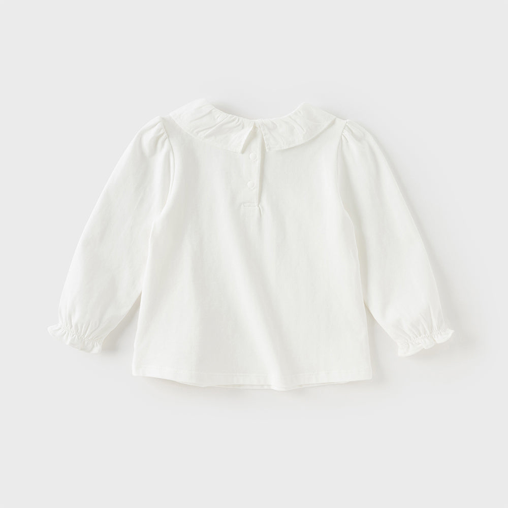 Dave&Bella Girls Toddler Cotton Flower Embroidery T-shirt Tops