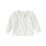 Dave&Bella Girls Toddler Cotton Flower Embroidery T-shirt Tops