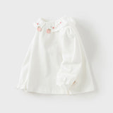 Dave&Bella Girls Toddler Cotton Flower Embroidery T-shirt Tops