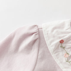 Dave&Bella Girls Autumn Cotton Flower Embroidery T-shirt Top