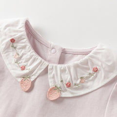 Dave&Bella Girls Autumn Cotton Flower Embroidery T-shirt Top