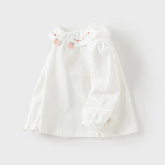 Dave&Bella Girls Autumn Cotton Flower Embroidery T-shirt Top