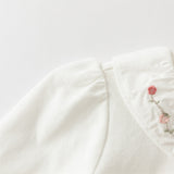 Dave&Bella Girls Toddler Cotton Flower Embroidery T-shirt Tops