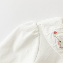 Dave&Bella Girls Autumn Cotton Flower Embroidery T-shirt Top