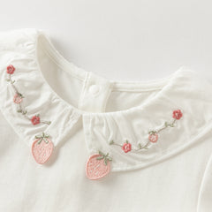 Dave&Bella Girls Autumn Cotton Flower Embroidery T-shirt Top