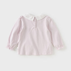 Dave&Bella Girls Autumn Cotton Flower Embroidery T-shirt Top