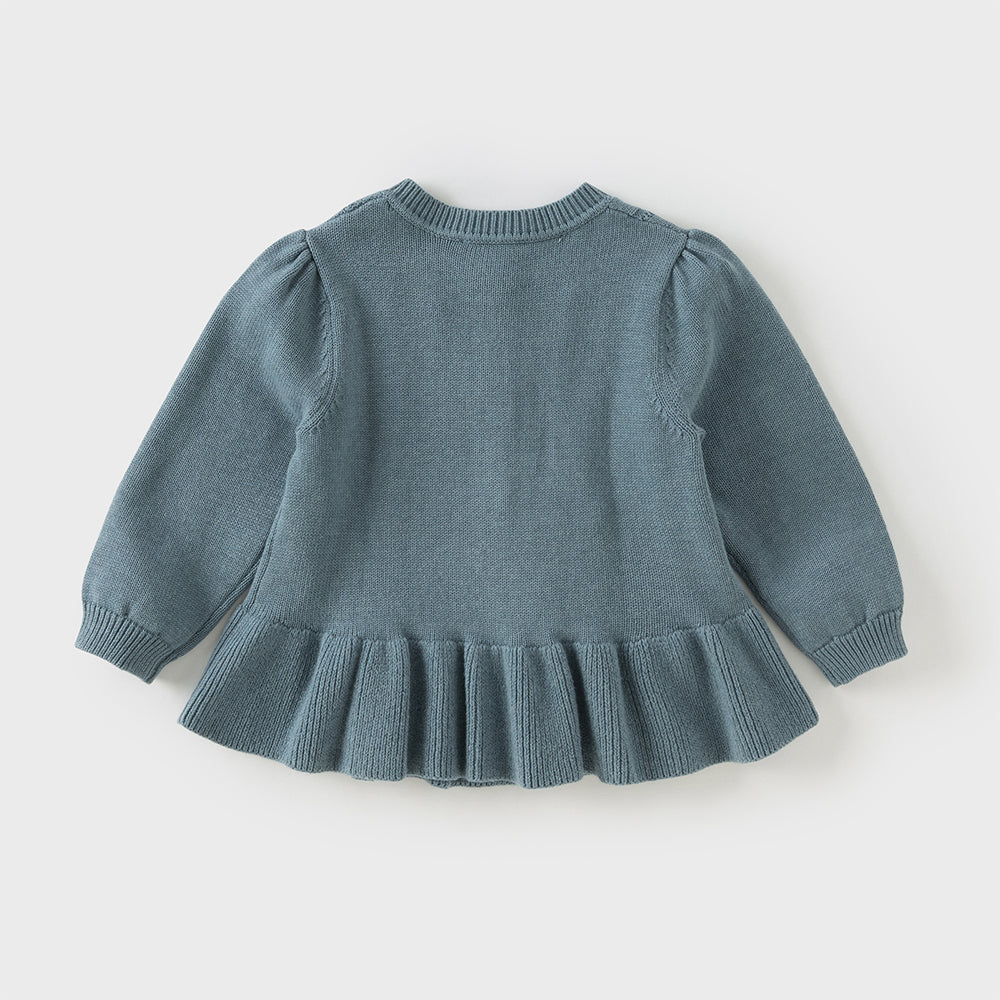 Dave&Bella Toddler Girls Blue Cotton Dress-style Cardigans