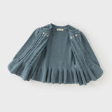 Dave&Bella Toddler Girls Blue Cotton Dress-style Cardigans