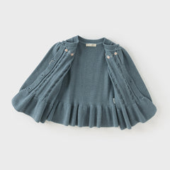 Dave&Bella Toddler Girls Autumn Blue Cotton Dress-style Sweater Cardigans Coat