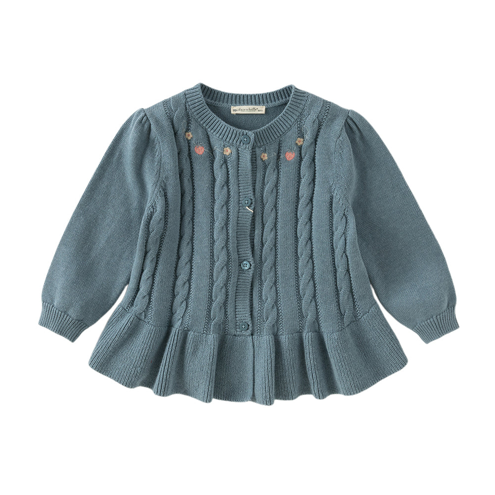 Dave&Bella Toddler Girls Autumn Blue Cotton Dress-style Sweater Cardigans Coat