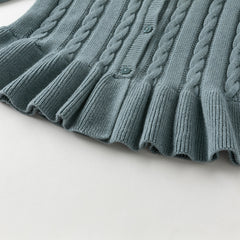 Dave&Bella Toddler Girls Autumn Blue Cotton Dress-style Sweater Cardigans Coat