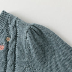 Dave&Bella Toddler Girls Autumn Blue Cotton Dress-style Sweater Cardigans Coat