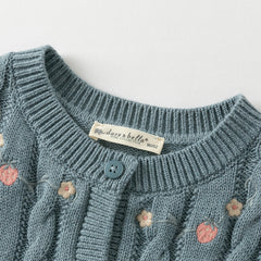 Dave&Bella Toddler Girls Autumn Blue Cotton Dress-style Sweater Cardigans Coat