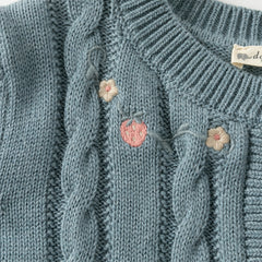 Dave&Bella Toddler Girls Autumn Blue Cotton Dress-style Sweater Cardigans Coat