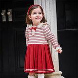 Dave&Bella Toddler Girls Cute Red White Striped Casual A-line Dress