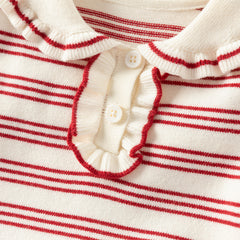 Dave&Bella Toddler Girls Winter Red White Striped Casual A-line Dress