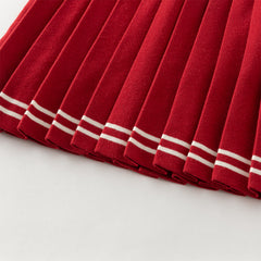 Dave&Bella Toddler Girls Winter Red White Striped Casual A-line Dress